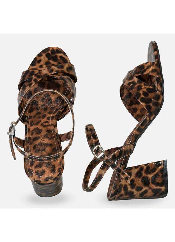 Comfort - Sandália Couro Salto Bloco Verniz Onça Onca 4