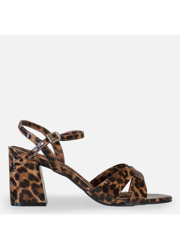 Comfort - Sandália Couro Salto Bloco Verniz Onça Onca 5