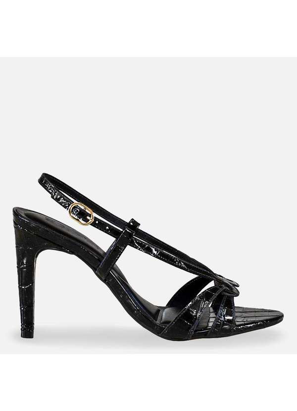 Comfort - Sandália Croco Salto Fino Preto Preto 2