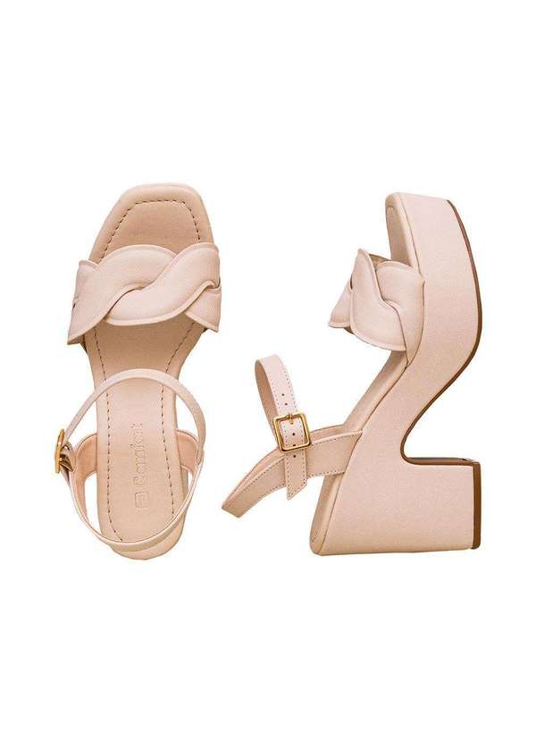Comfort - Sandália Feminina Tira Transpassada Ondulada Comfort Aveia 3