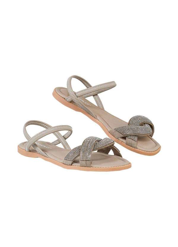 Comfort - Sandália Feminino Tira Nó Strass Comfort Areia 3