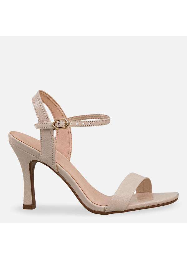 Comfort - Sandália Salto Fino Dourada Aveia