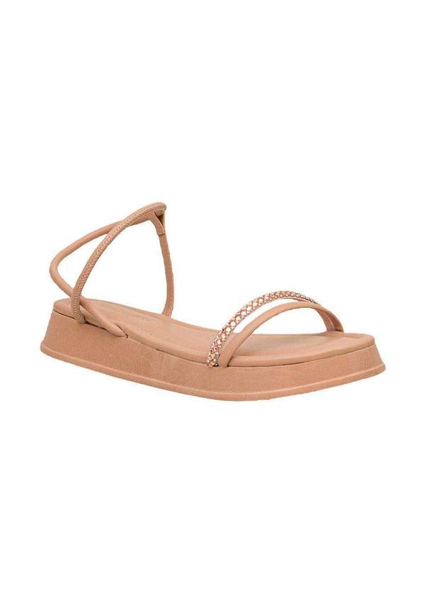 Comfort - Sandália Strass Calce Fácil Off White Nude