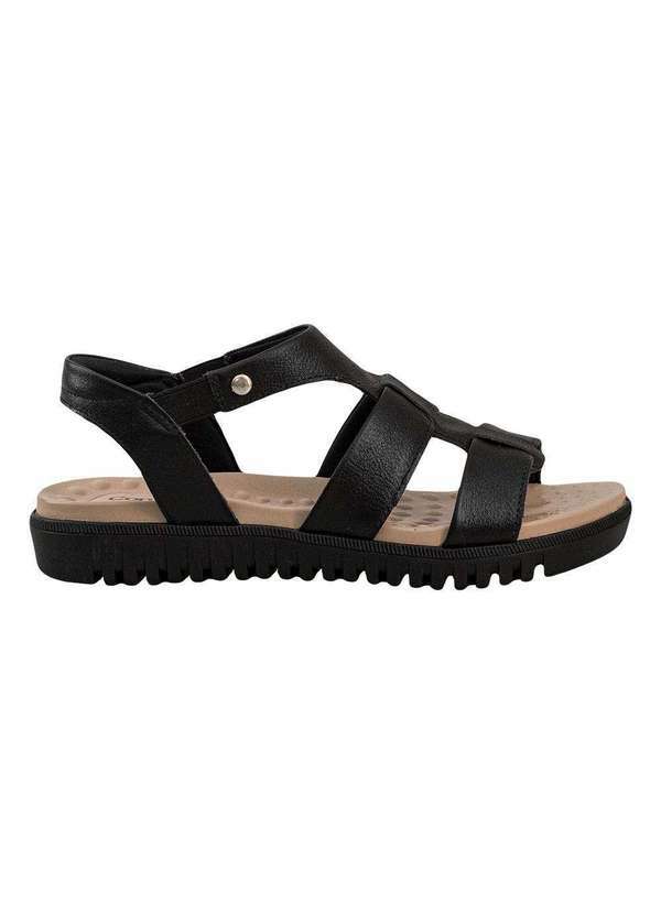 Comfort - Sandália Tiras Largas Preta Preto