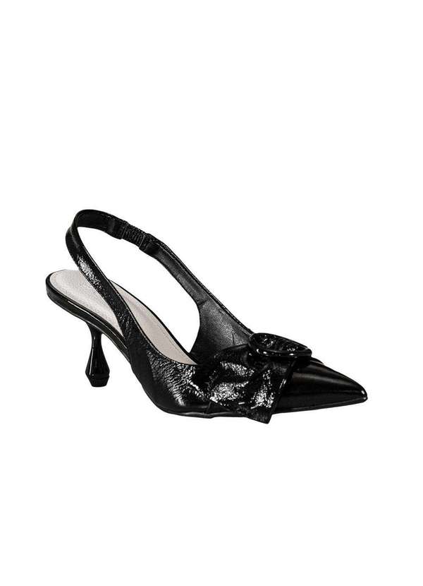 Comfort - Scarpin Couro Laço Frontal Vinho Preto 2