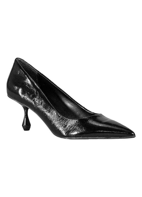 Comfort - Scarpin Couro Verniz Onça Preto