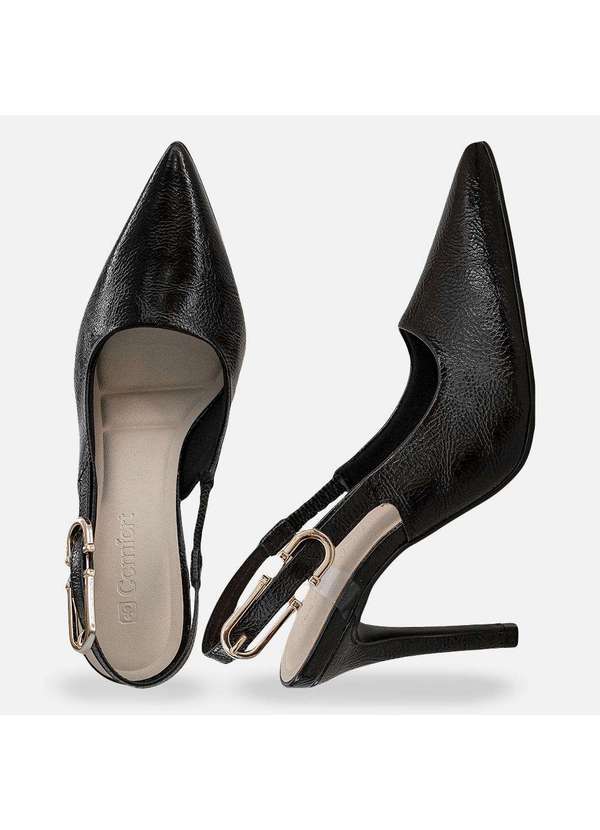 Comfort - Scarpin Fechamento Regulável Pecan Preto