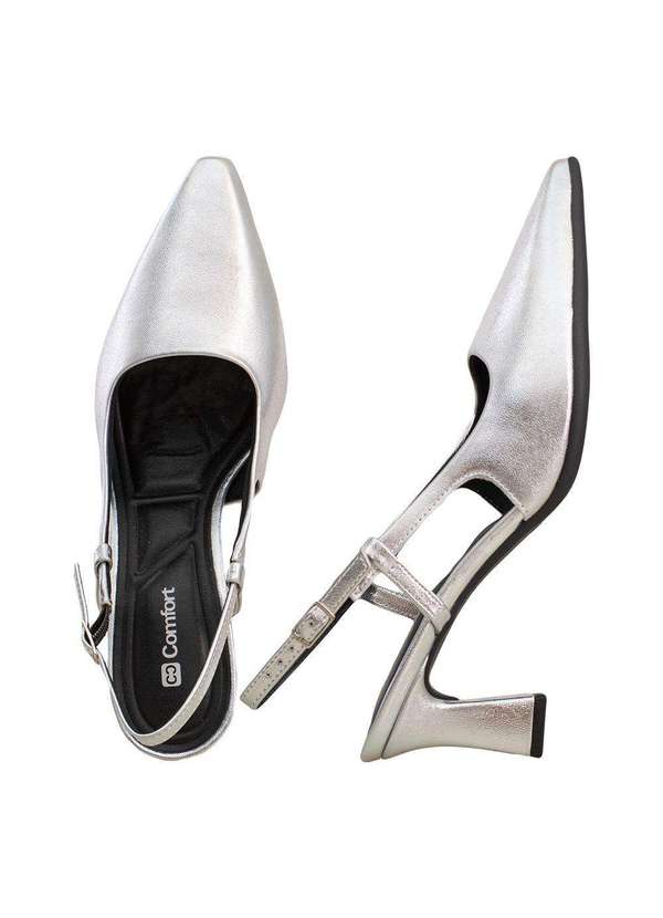 Comfort - Scarpin Feminino Fechamento Regulável Comfort Prata 3