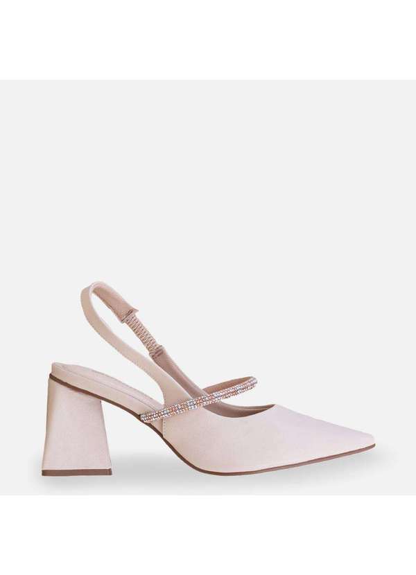 Comfort - Scarpin Feminino Tira Strass Salto Bloco Comfort Aveia 9