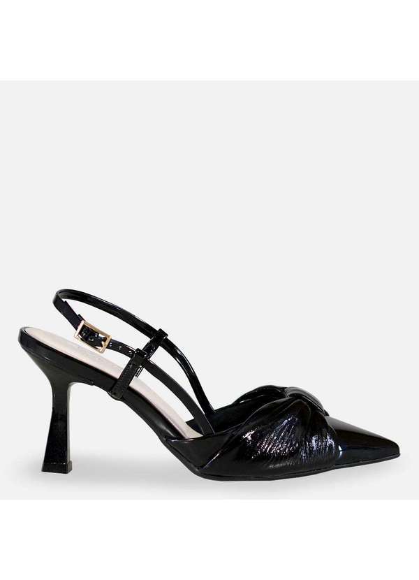 Comfort - Scarpin Laço Frontal Aveia Preto