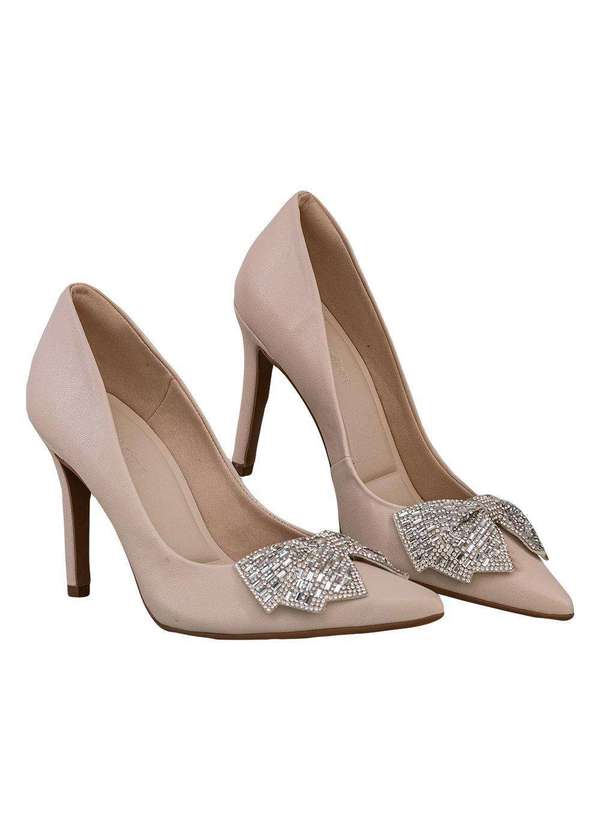 Comfort - Scarpin Laço Strass Prata Aveia