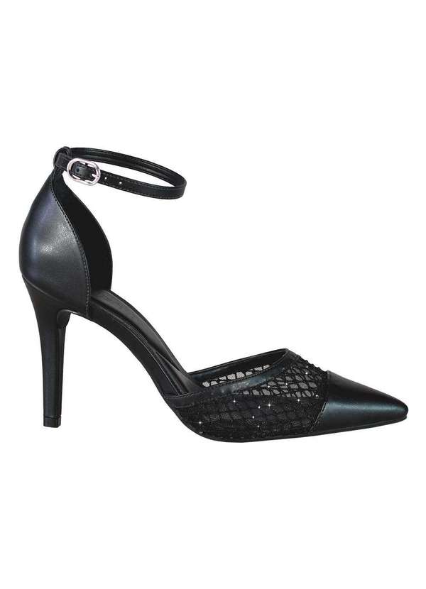 Comfort - Scarpin Tela Geométrica Champagne Preto 3