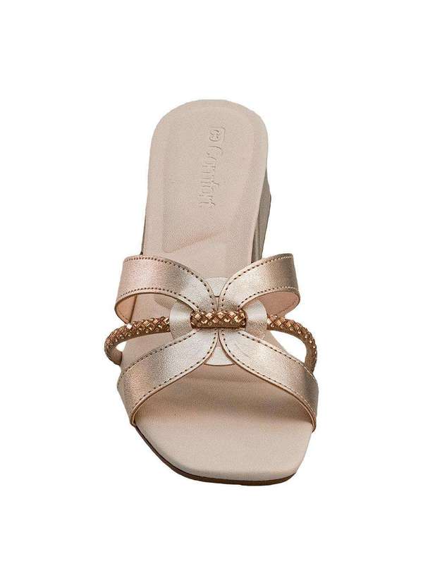 Comfort - Sandália Strass Salto Bloco Aveia Dourado 3