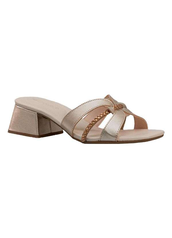 Comfort - Sandália Strass Salto Bloco Aveia Dourado 5