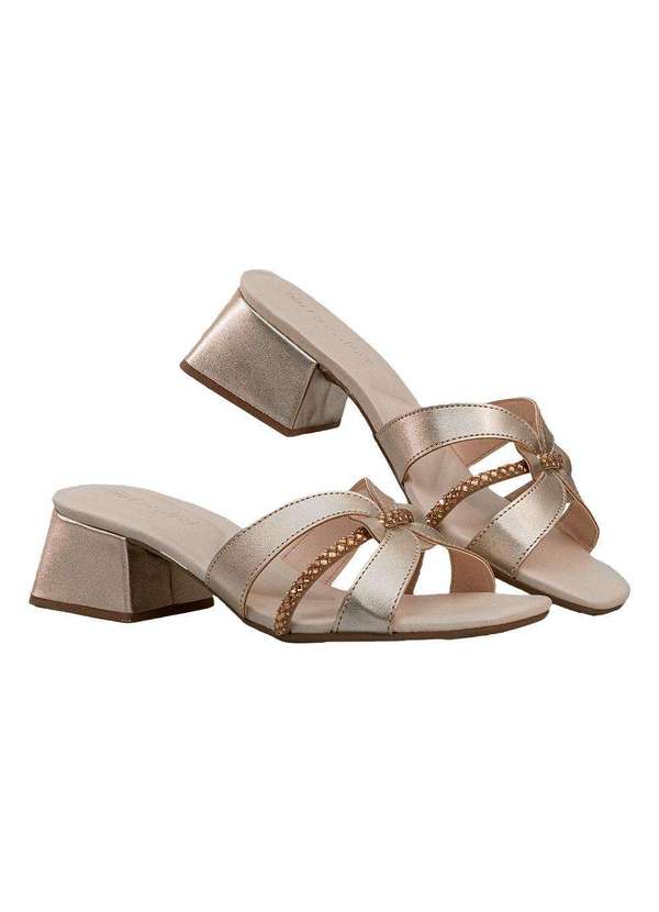 Comfort - Sandália Strass Salto Bloco Aveia Dourado 8