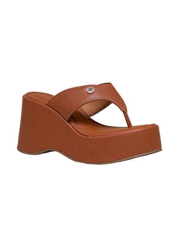 Comfort - Tamanco Feminino de Dedo Salto Alto Plataforma Comfort Pecan