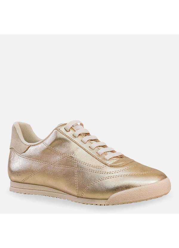 Comfort - Tênis Casual Costura Aparente Dourado Ouro