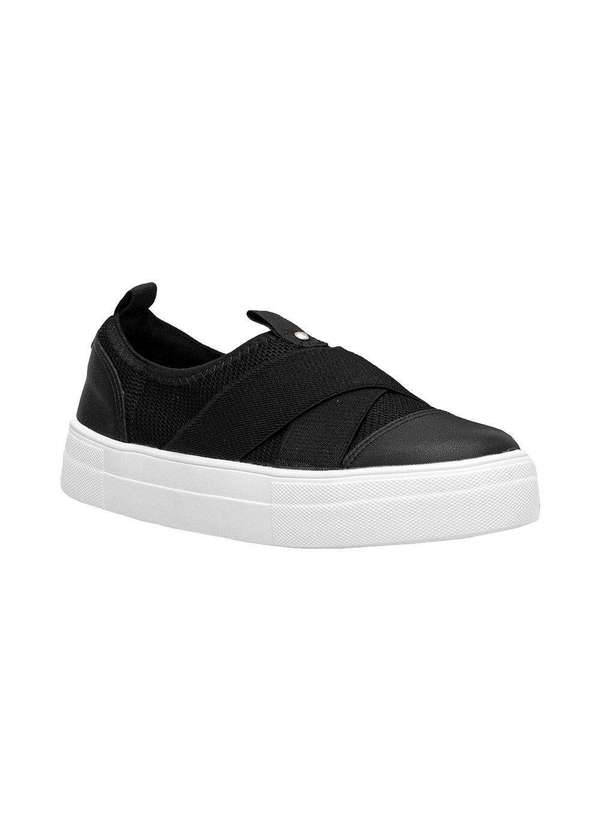 Comfort - Tênis Feminino Casual Detalhe Elástico Comfort Preto 2
