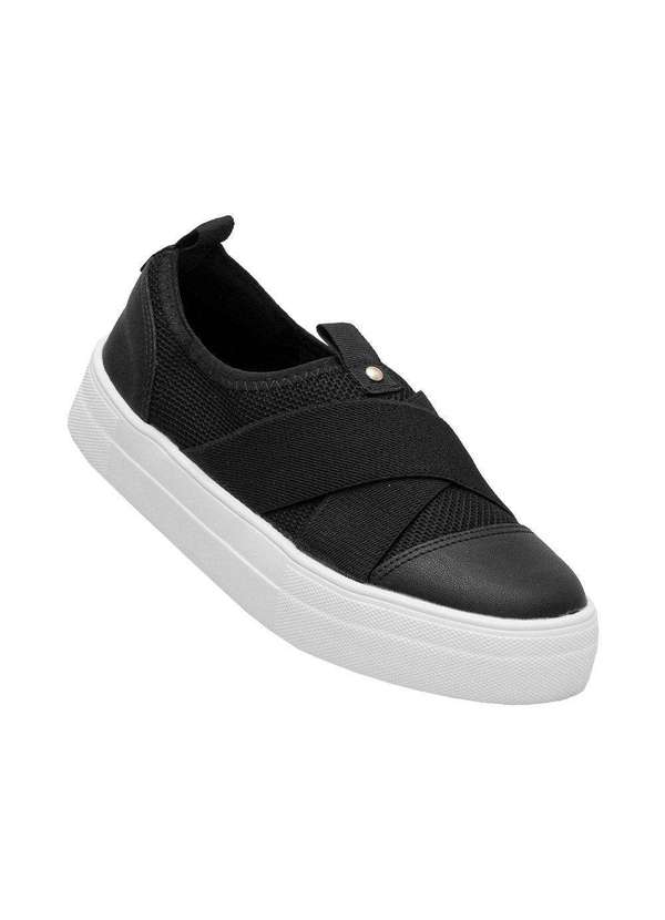 Comfort - Tênis Feminino Casual Detalhe Elástico Comfort Preto 3