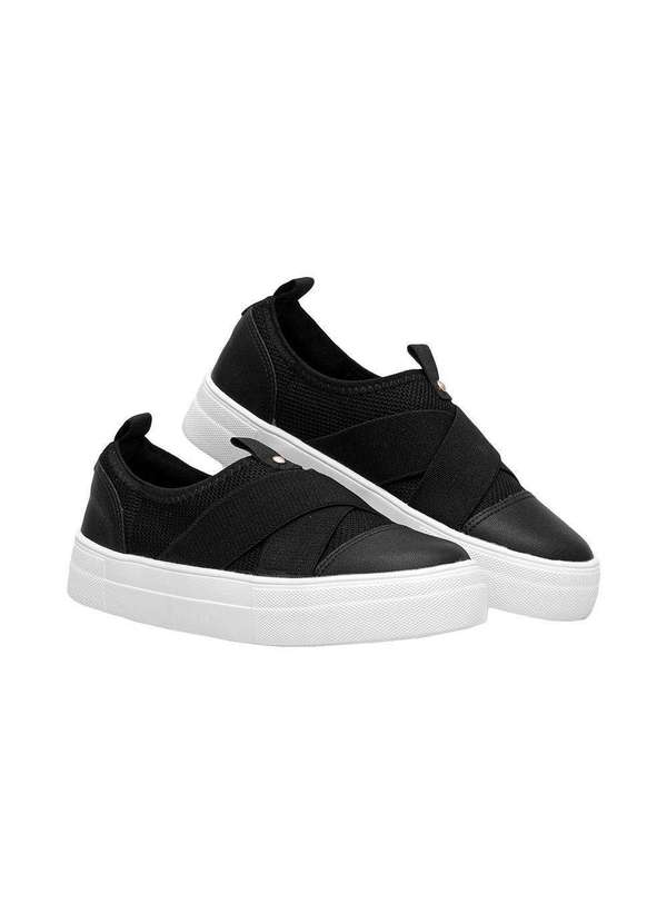 Comfort - Tênis Feminino Casual Detalhe Elástico Comfort Preto 5
