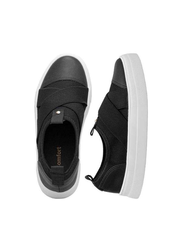 Comfort - Tênis Feminino Casual Detalhe Elástico Comfort Preto 8
