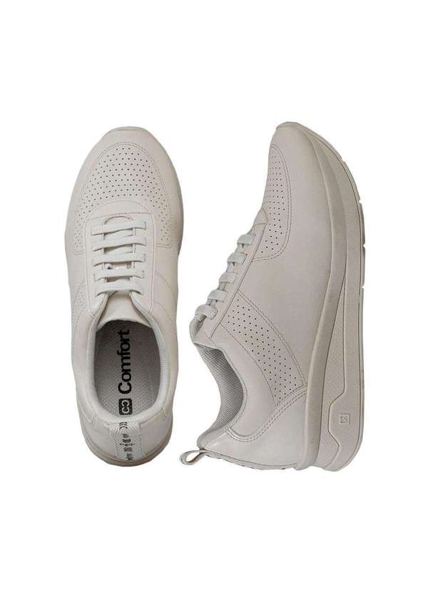 Comfort - Tênis Feminino Casual Entressola Alta Comfort Off White 9