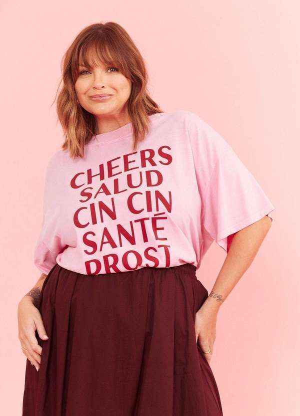 In Love - T-Shirt Over Cheers Salud Rosa Rosa