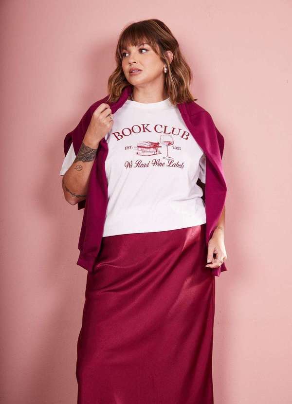 In Love - T-Shirt Slim Book Club Branco Acucar Branco