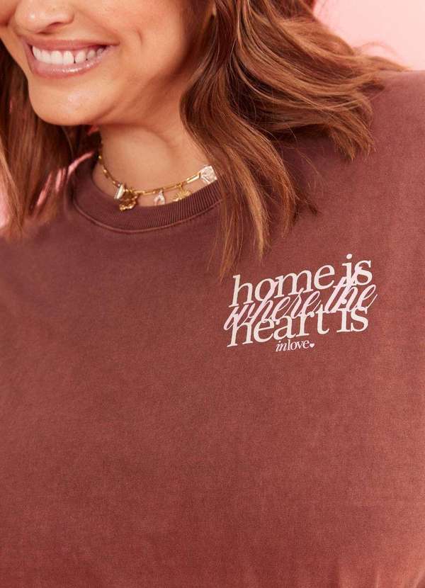 In Love - T-Shirt Slim Home Is Where The Heart Is Marrom Marrom 2