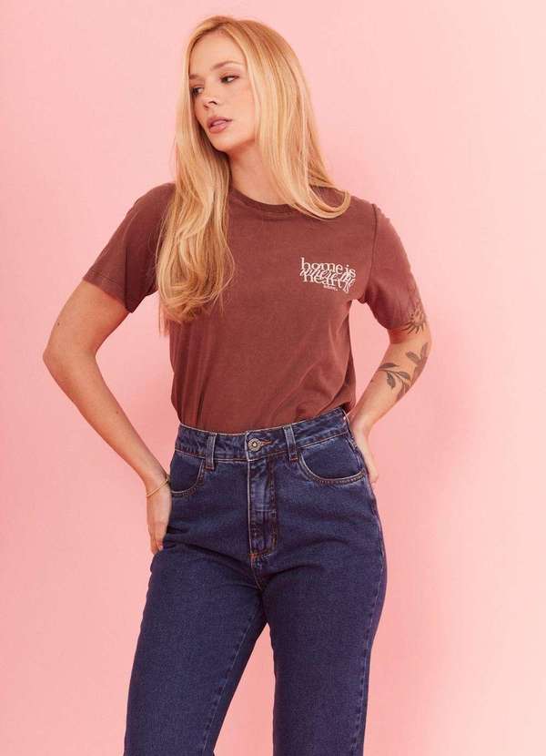 In Love - T-Shirt Slim Home Is Where The Heart Is Marrom Marrom 3