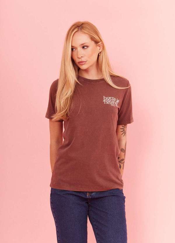 In Love - T-Shirt Slim Home Is Where The Heart Is Marrom Marrom 4