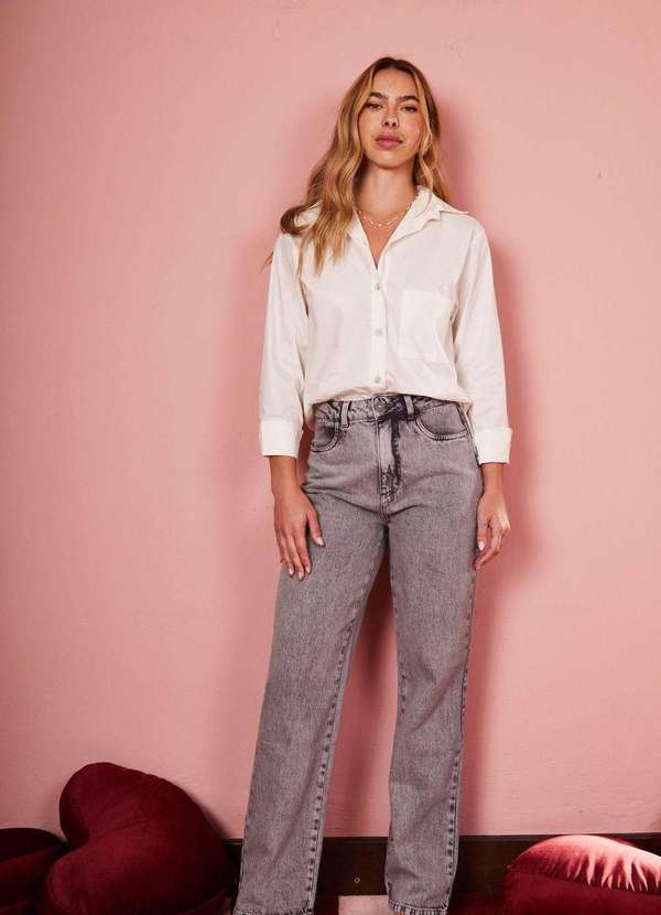 In Love - Calça Mom Jeans Crystal Jeans Preto Estonado Preto 4