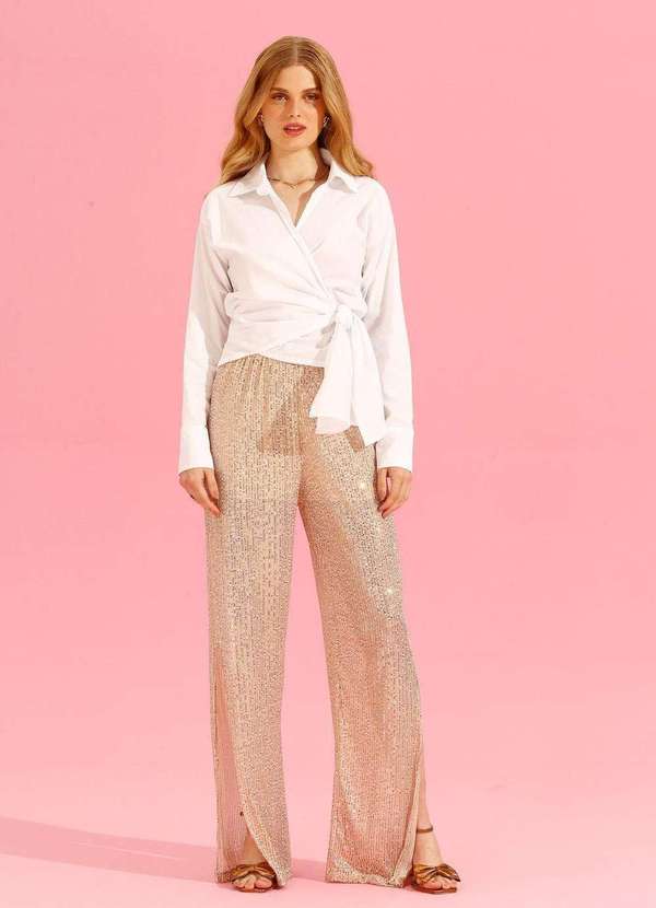In Love - Calça Paete Paola Champagne Dourado