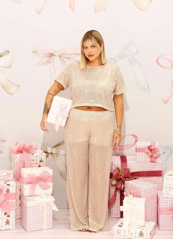 In Love - Calça Paete Paola Champagne Dourado 2