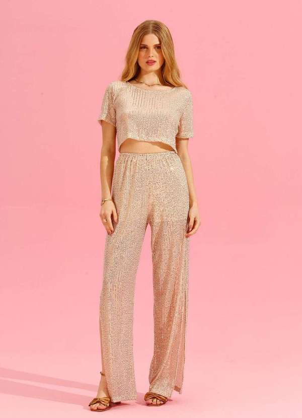 In Love - Calça Paete Paola Champagne Dourado 4
