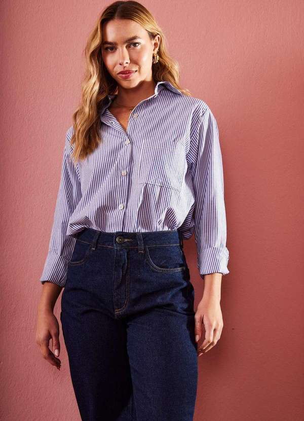 In Love - Camisa Suzi Listrado Azul Azul 6