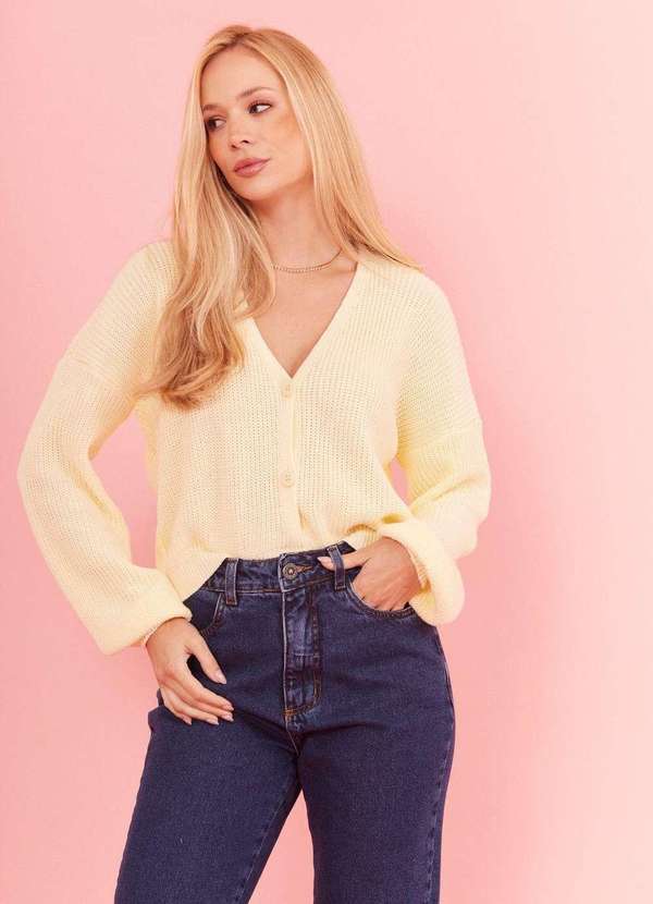 In Love - Cardigan Trico Lola Amarelo Amarelo 1