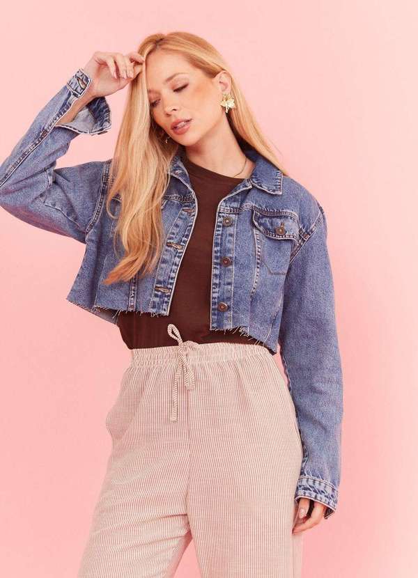 In Love - Jaqueta Jeans Cropped Vera Jeans Azul