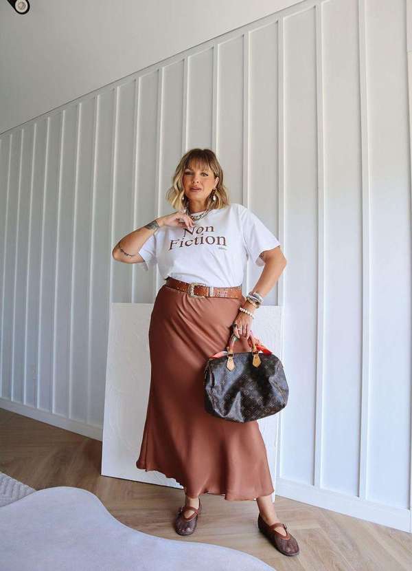 In Love - Saia Midi Alongada Paola Marrom Marrom 2