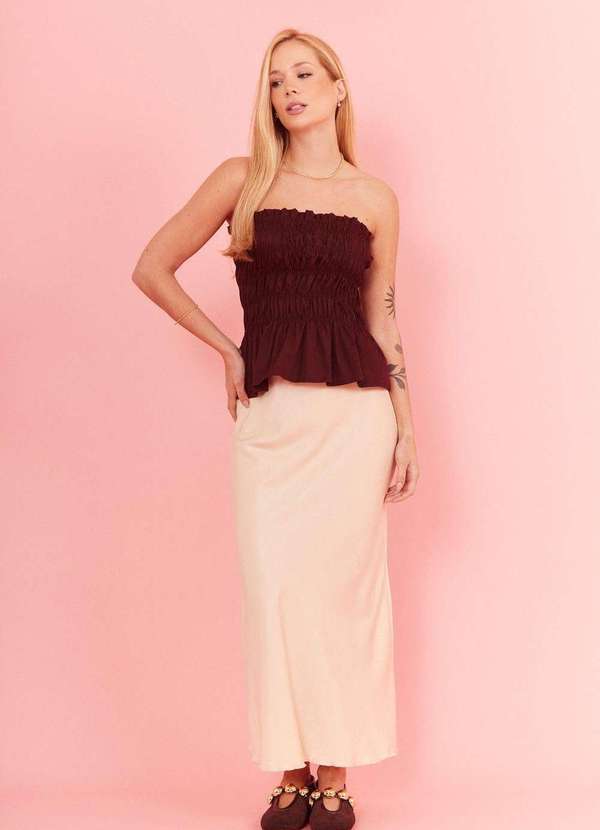 In Love - Saia Midi Alongada Paola Off White Branco