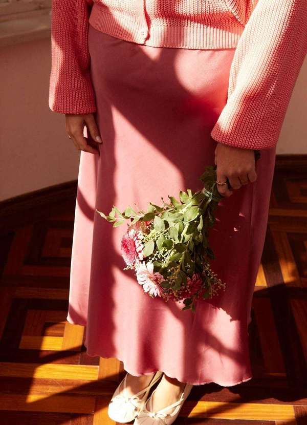 In Love - Saia Midi Alongada Paola Rose Rosa 3