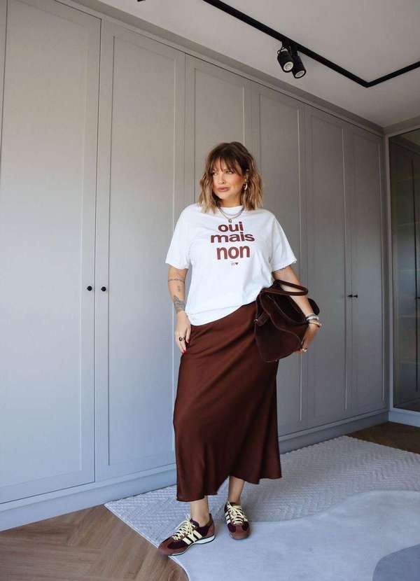 In Love - Saia Midi de Cetim Serena Marrom Marrom 7