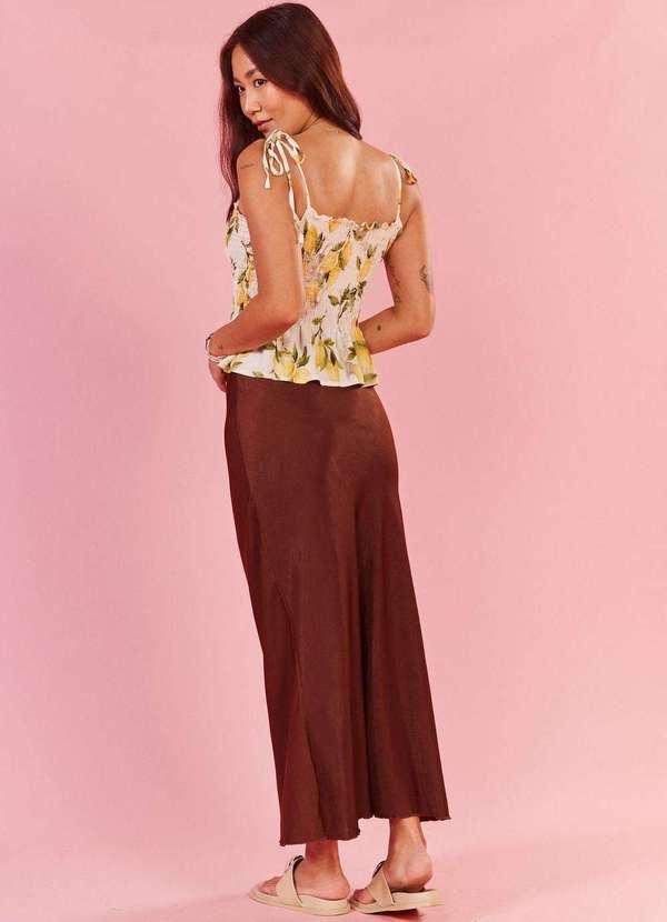 In Love - Saia Midi de Cetim Serena Marrom Marrom 8