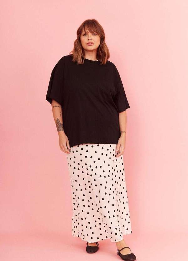 In Love - Saia Midi Marina Poa Fundo Off Branco 5