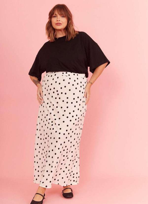 In Love - Saia Midi Marina Poa Fundo Off Branco 8