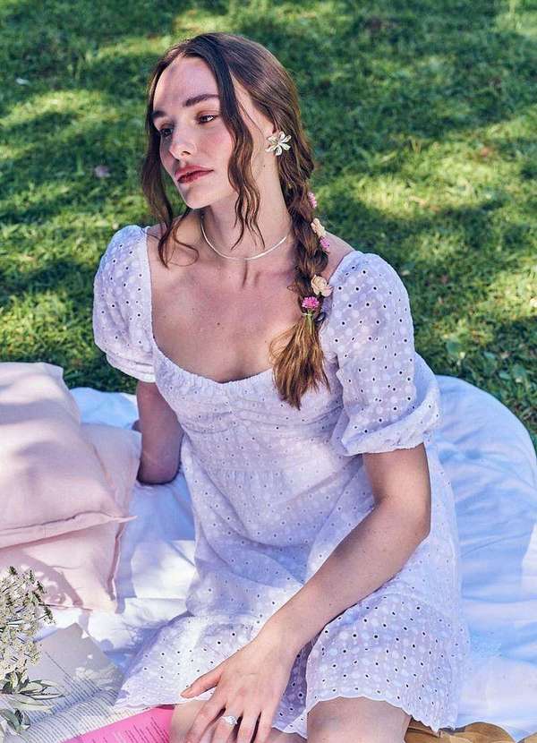 In Love - Vestido Curto Laise Charlote Off White Branco