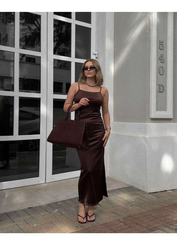 In Love - Vestido Midi Amy Marrom Marrom