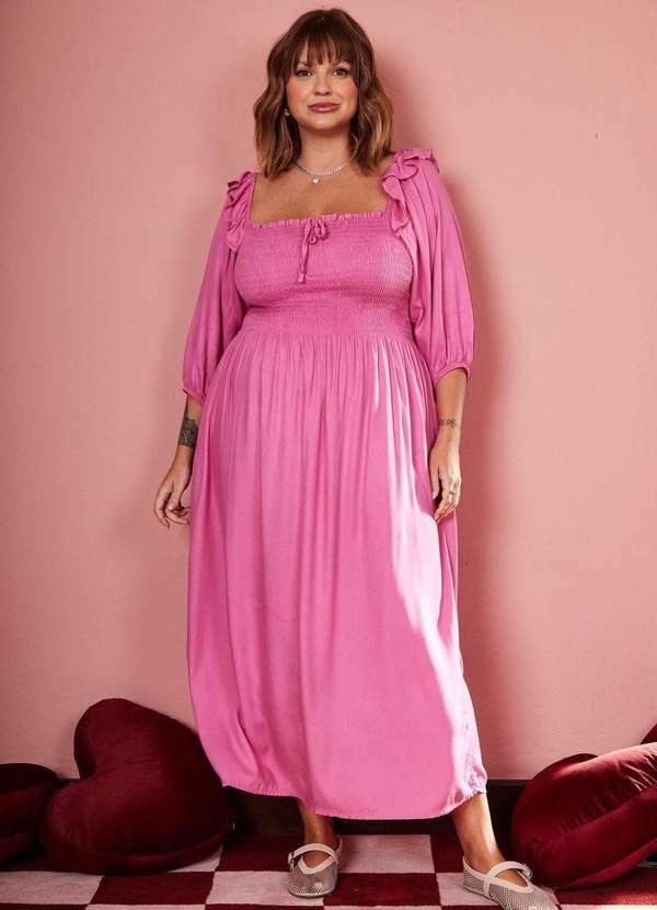 In Love - Vestido Midi Ariela Rosa Rosa
