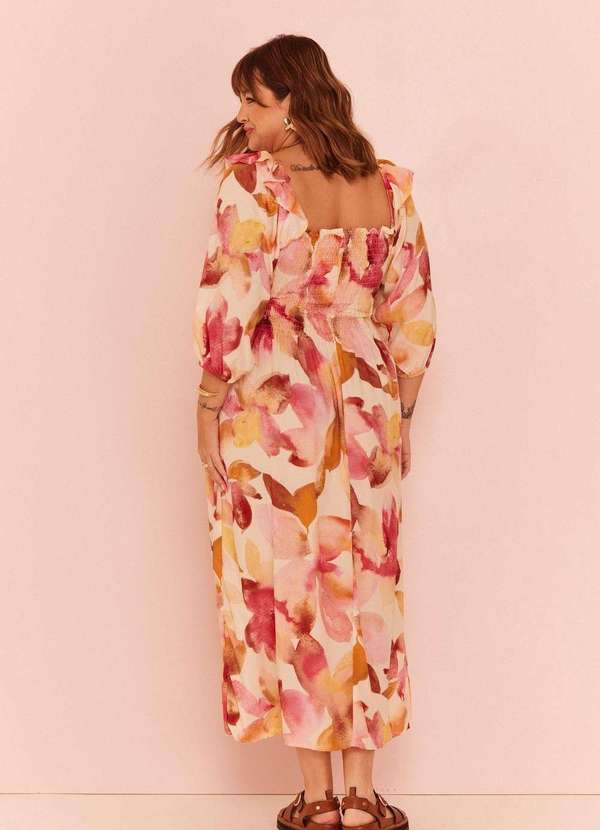 In Love - Vestido Midi Laura Floral Fundo Off Estampado 10