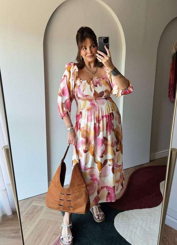 In Love - Vestido Midi Laura Floral Fundo Off Estampado 2